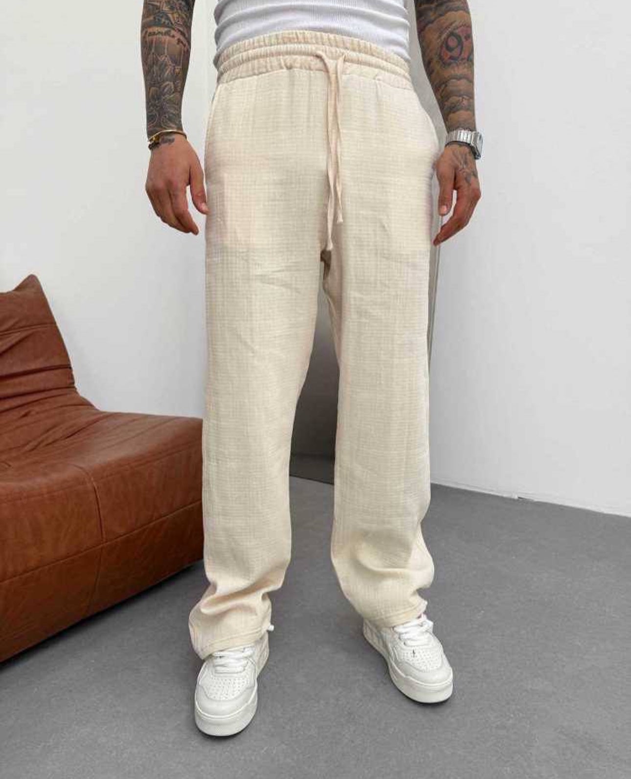 PANTALON EN LIN 100% 🧶 CREAMY