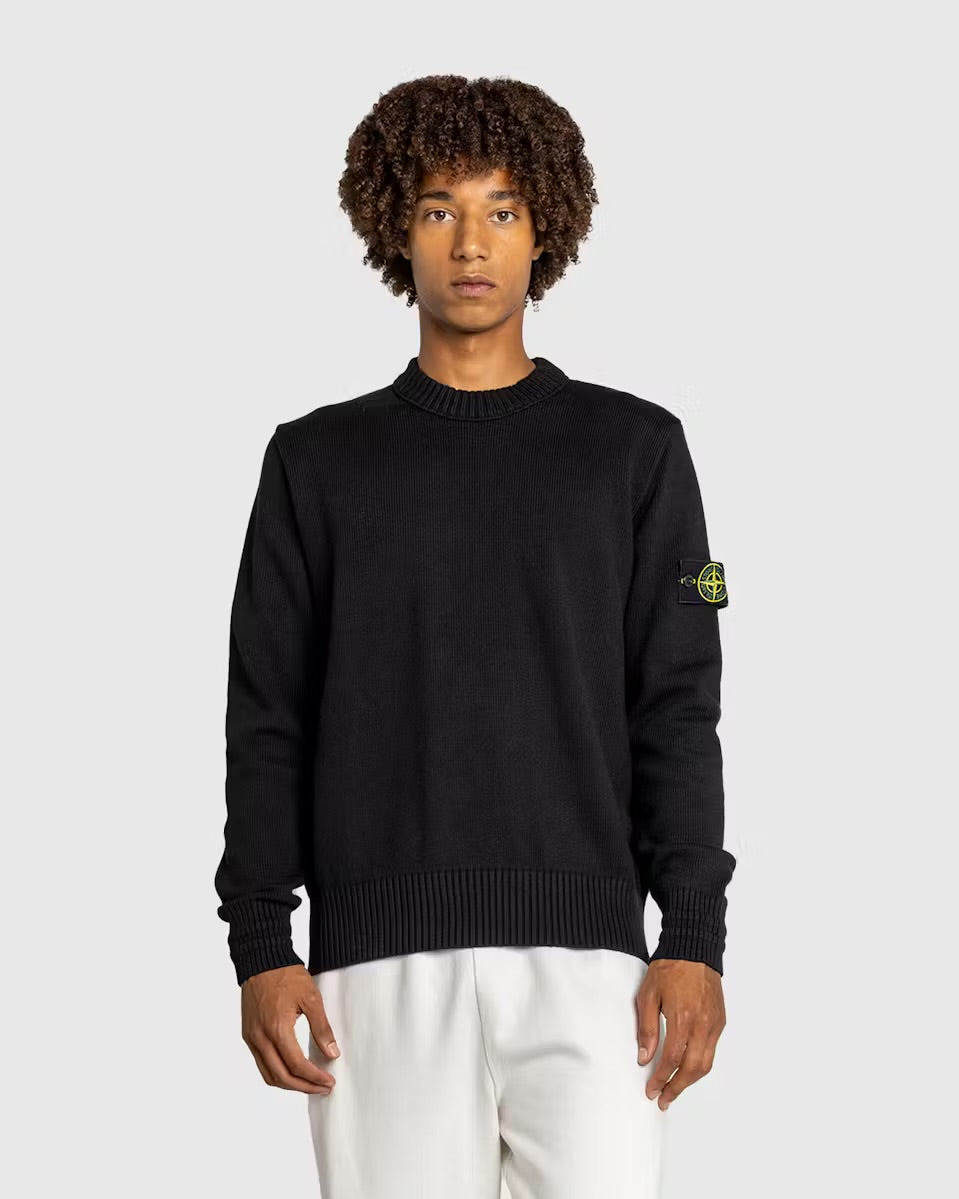 STONE ISLAND CREWNECK SWEATER VIRGIN WOOL BLACK