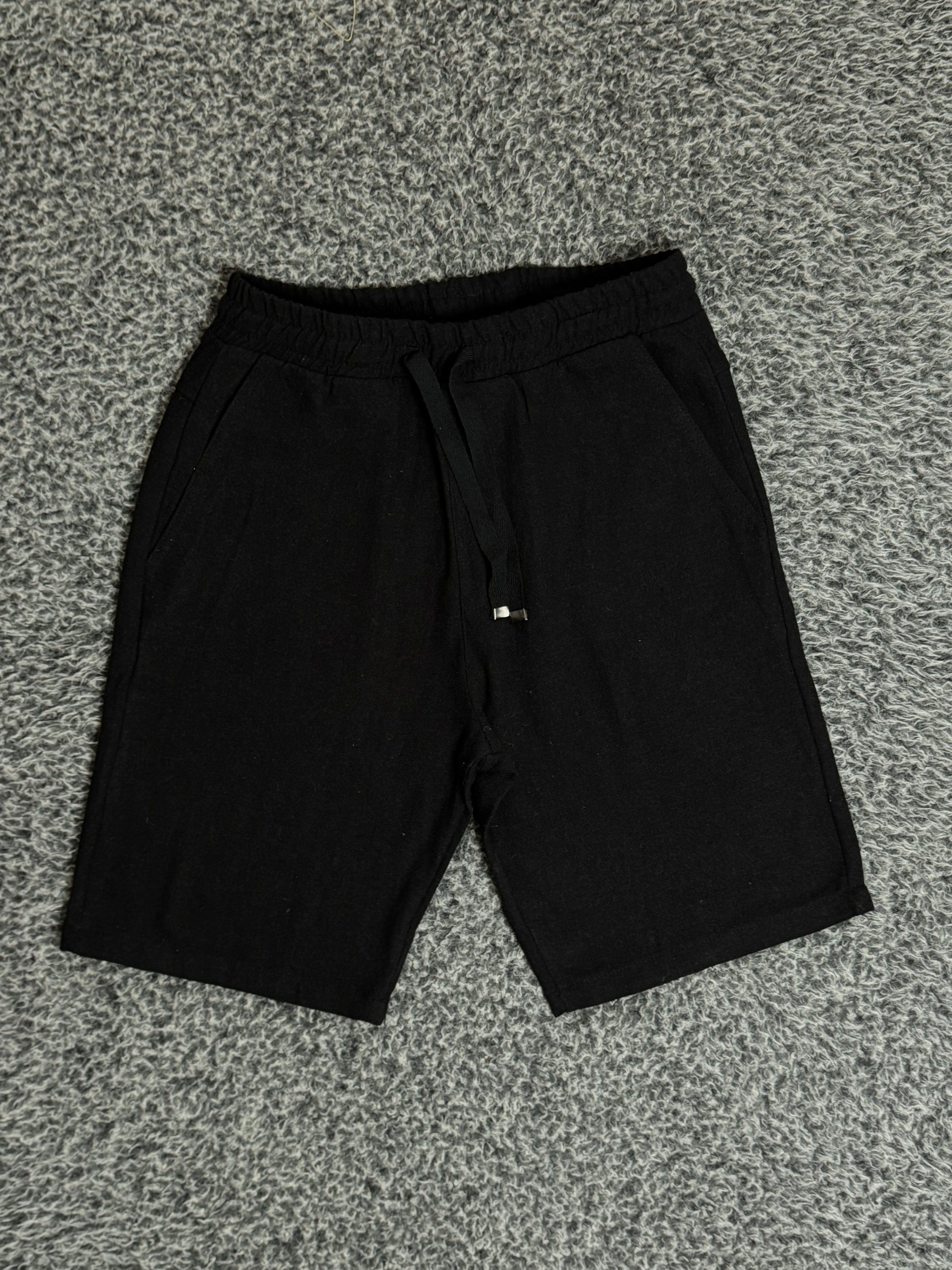 SHORT EN LIN 100% NOIR