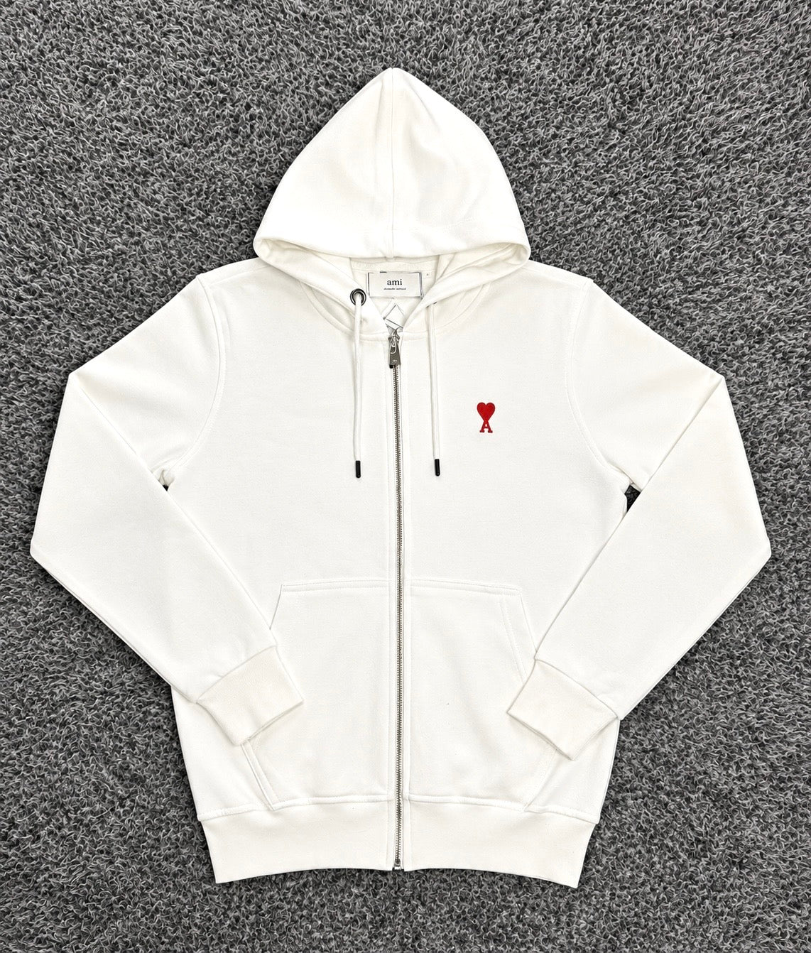 Ami Zip Up Hoodie White (TRIPLE A)