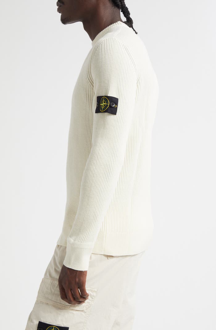 STONE ISLAND VIRGIN WOOL SWEATER WHITE