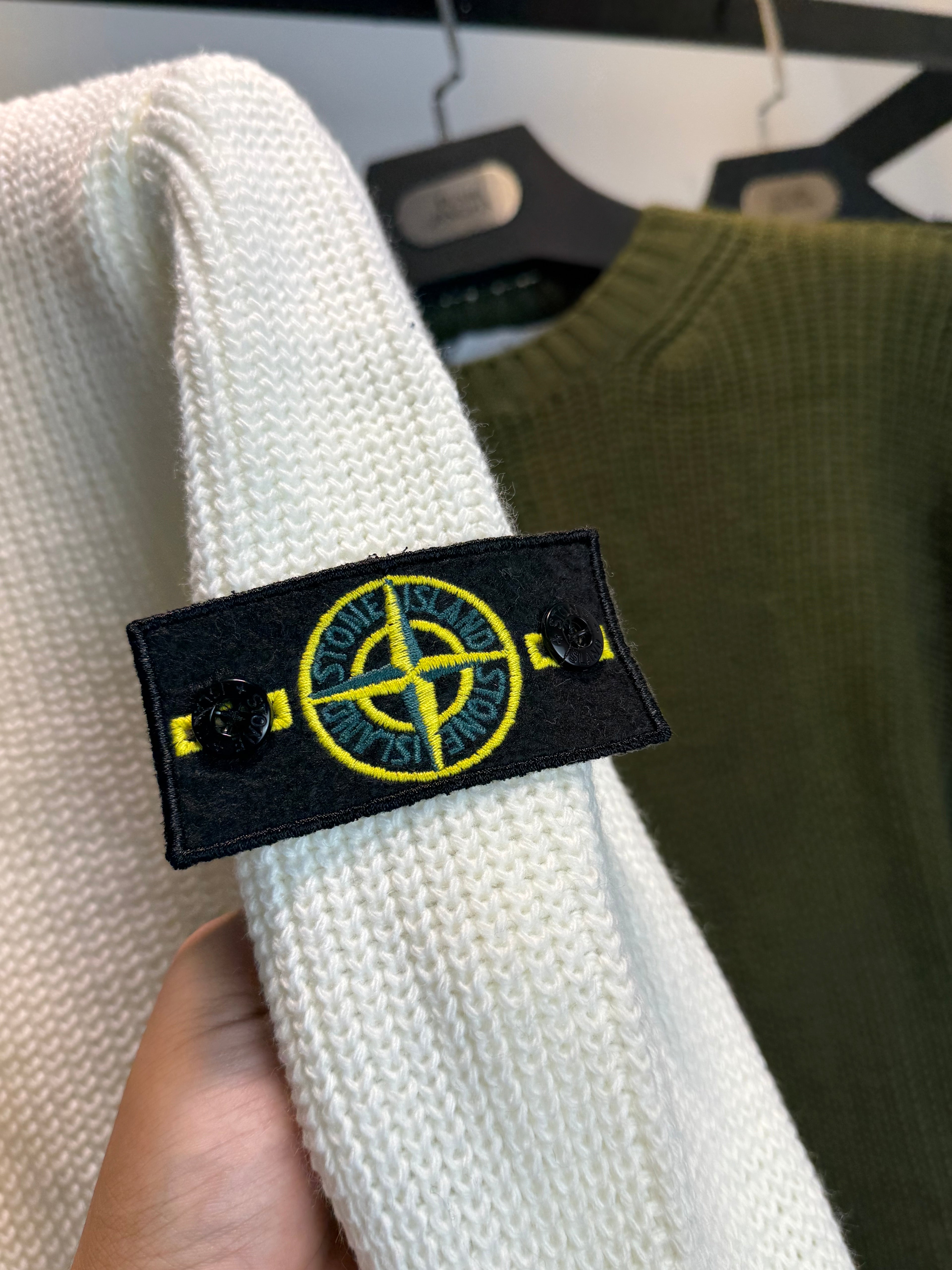 STONE ISLAND VIRGIN WOOL SWEATER WHITE