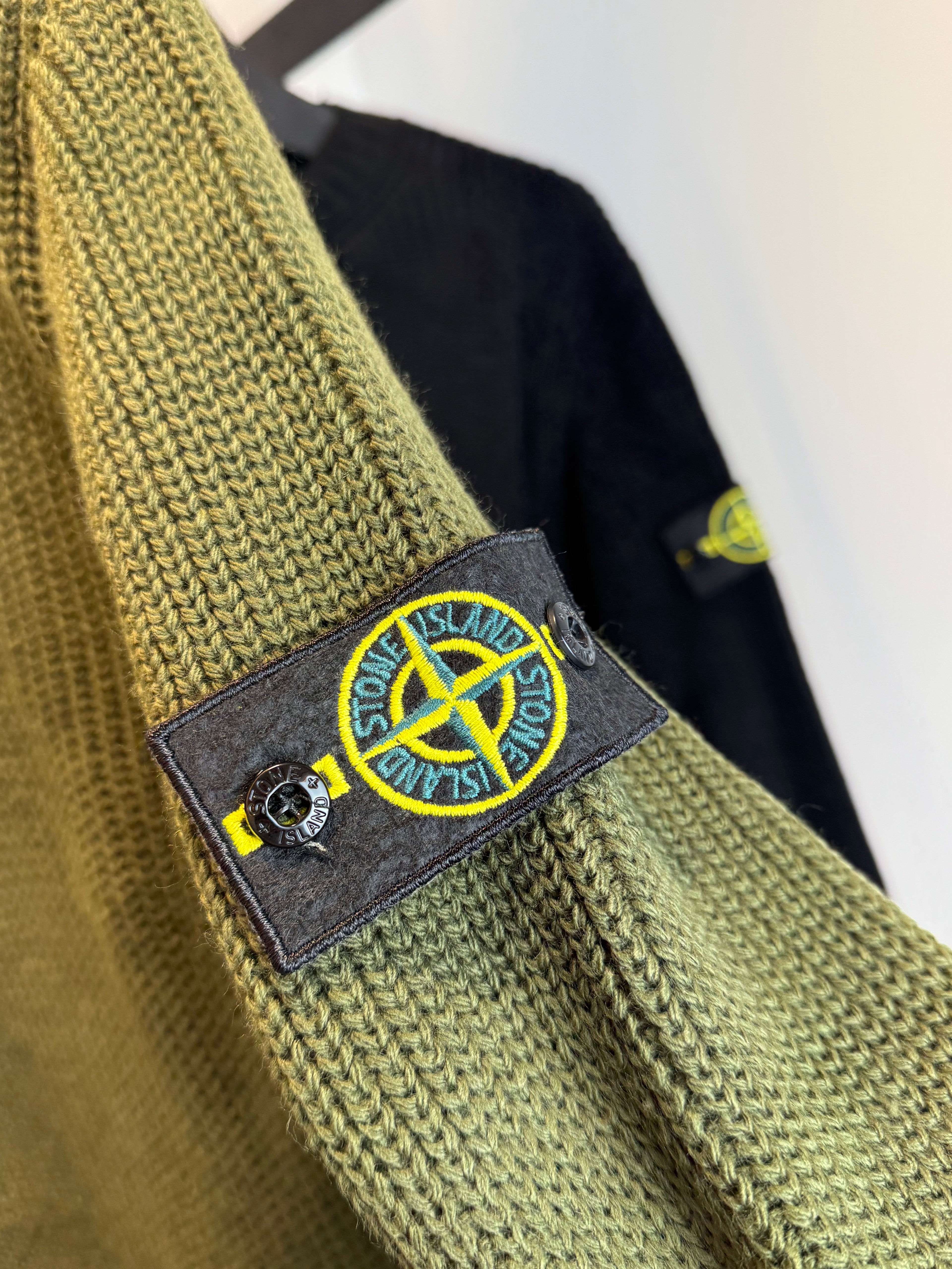 STONE ISLAND CREWNECK SWEATER VIRIGIN WOOL MILITARY GREEN