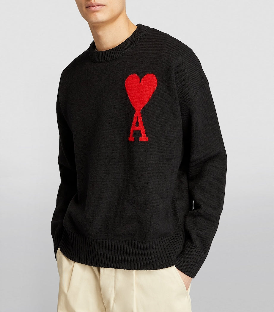 AMI PARIS BLACK KNIT SWEATER (VERY HIGH QUALITY)