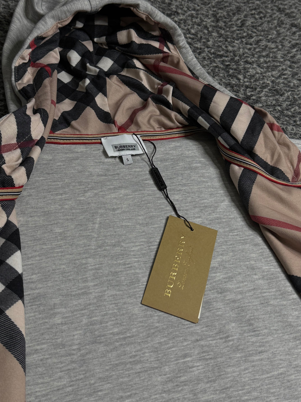BURBERRY ZIP UP HOODIE GREY