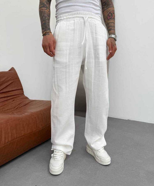 PANTALON EN LIN 100% 🧶 WHITE