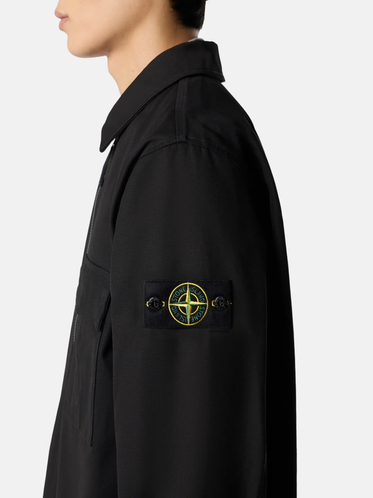 STONE ISLAND BLACK OVERSHIRT ZIP (1:1 QUALITY) FULL DETAILS