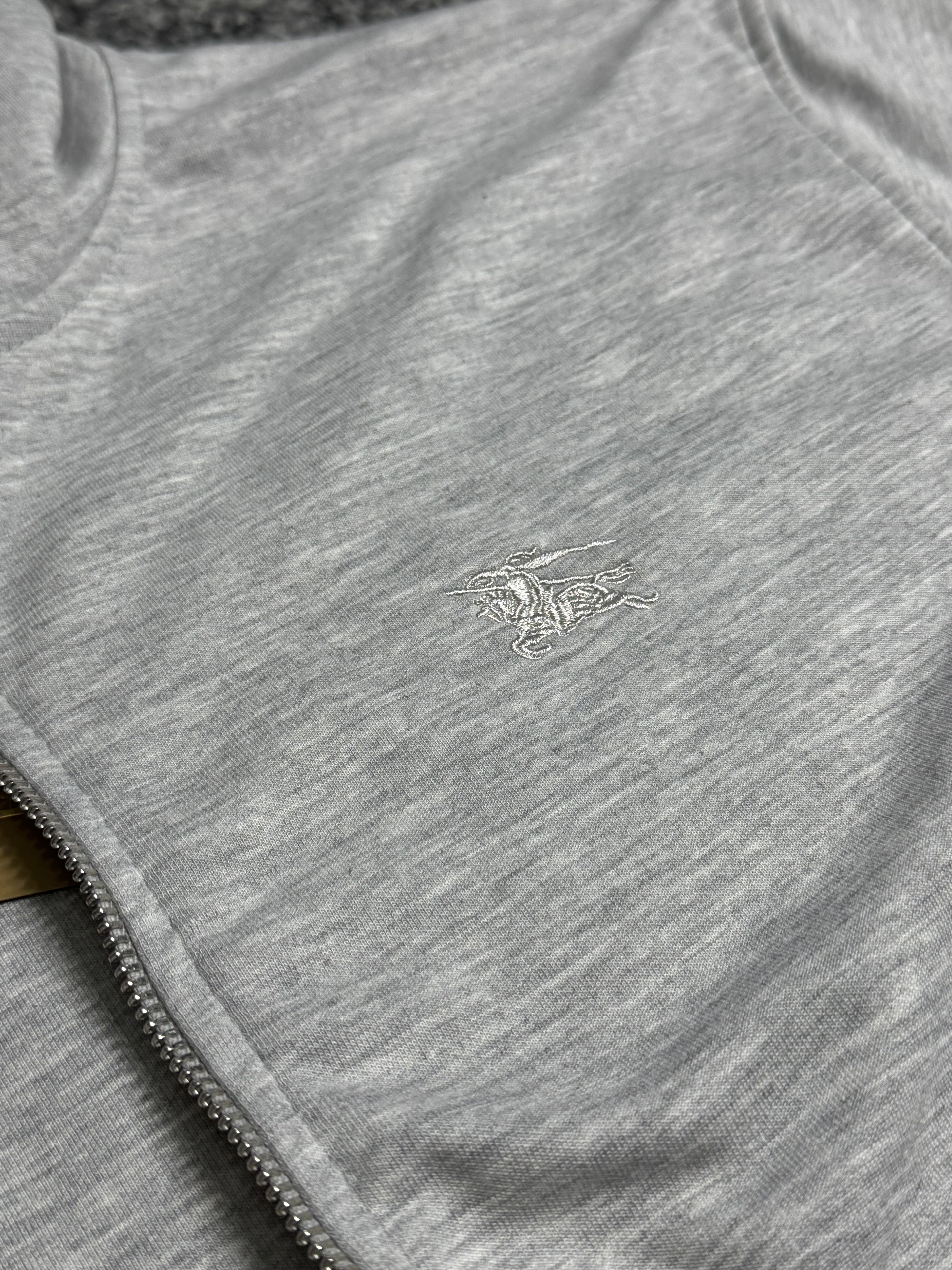 BURBERRY ZIP UP HOODIE GREY