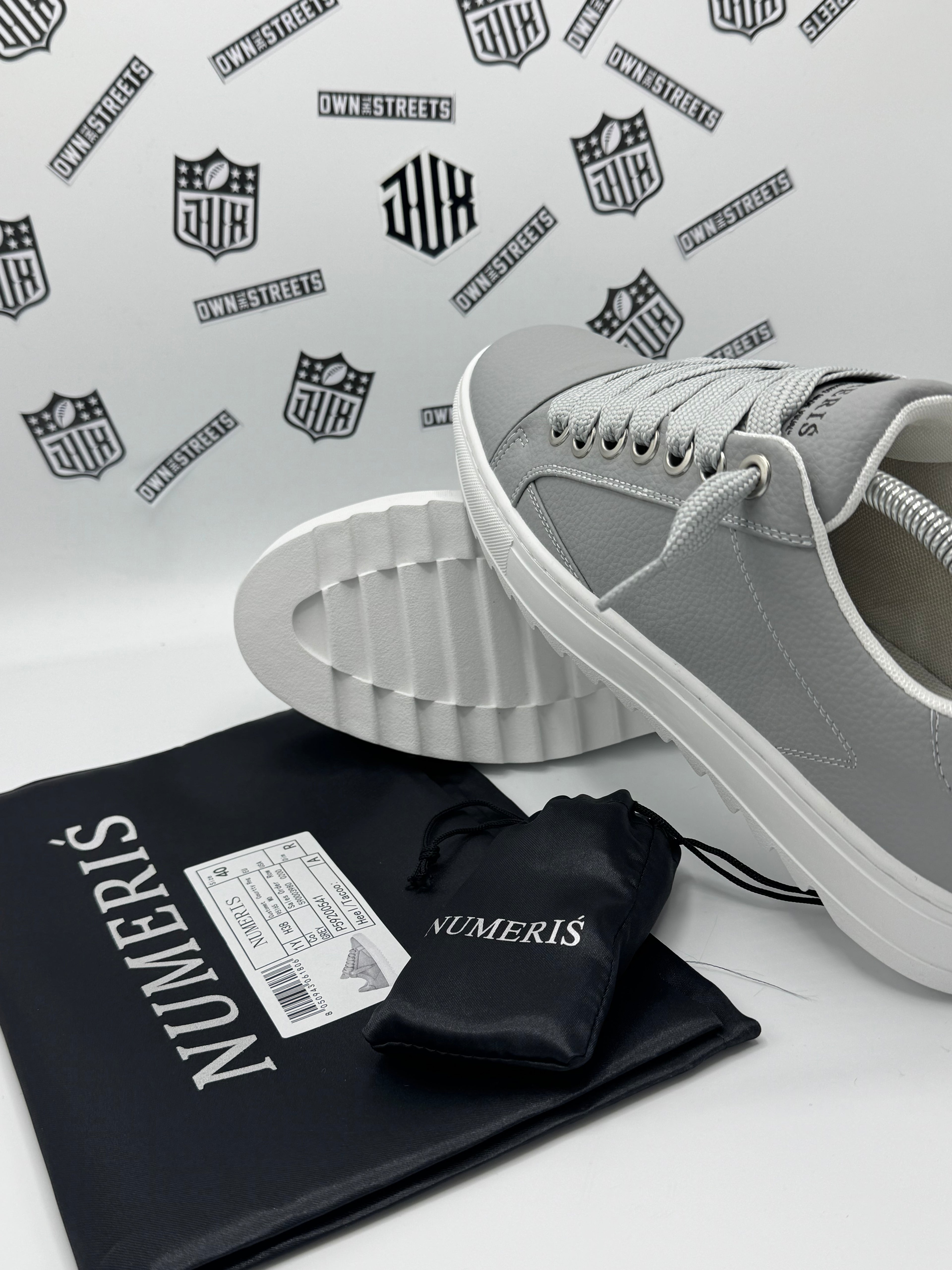NUMERIS GREY LEATHER SNEAKERS (VVHQ)