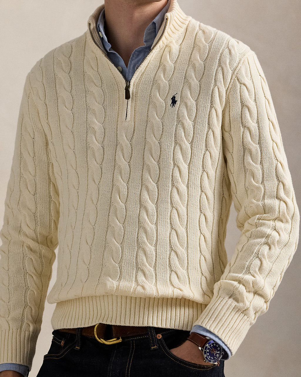 POLO RALPH LAUREN CABLE-KNIT WHITE (VERY HIGH QUALITY)