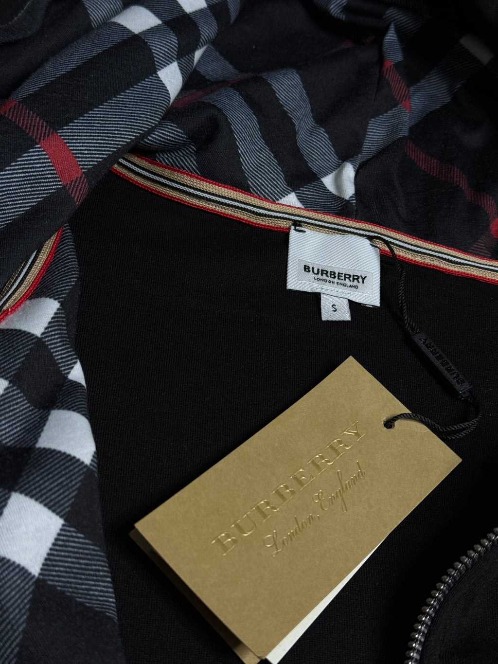 BURBERRY ZIP UP HOODIE BLACK