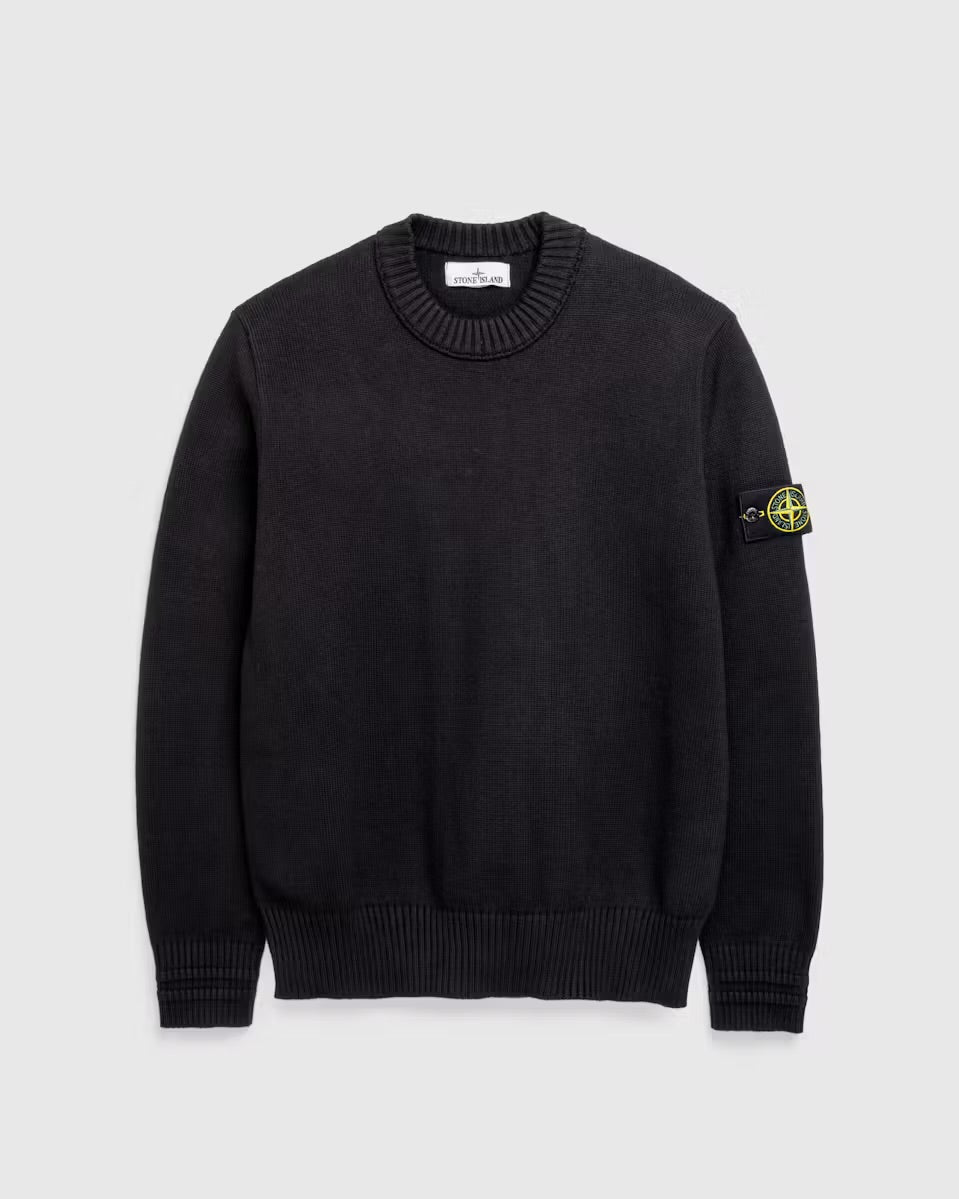 STONE ISLAND CREWNECK SWEATER VIRGIN WOOL BLACK