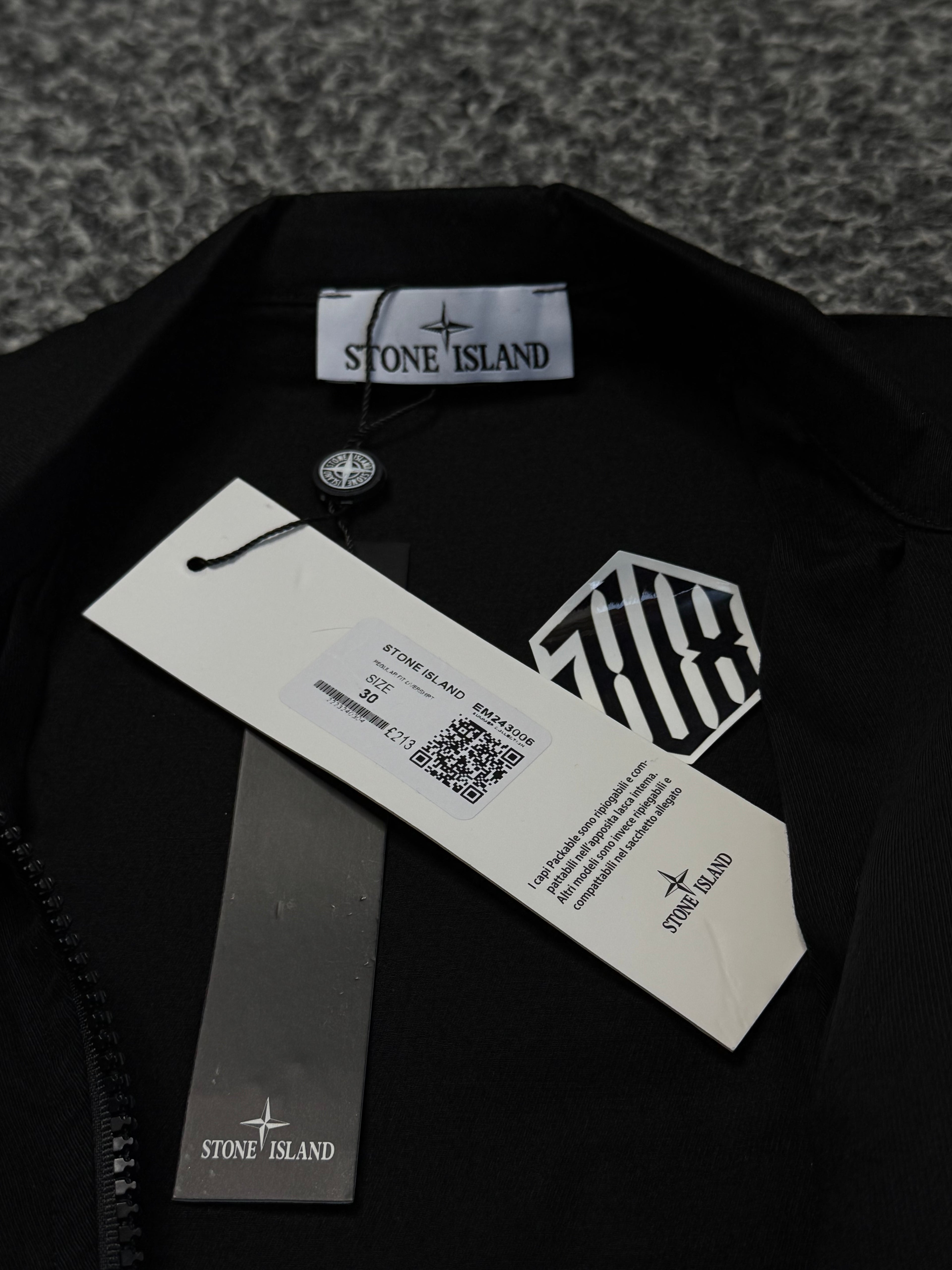STONE ISLAND BLACK OVERSHIRT ZIP (1:1 QUALITY) FULL DETAILS