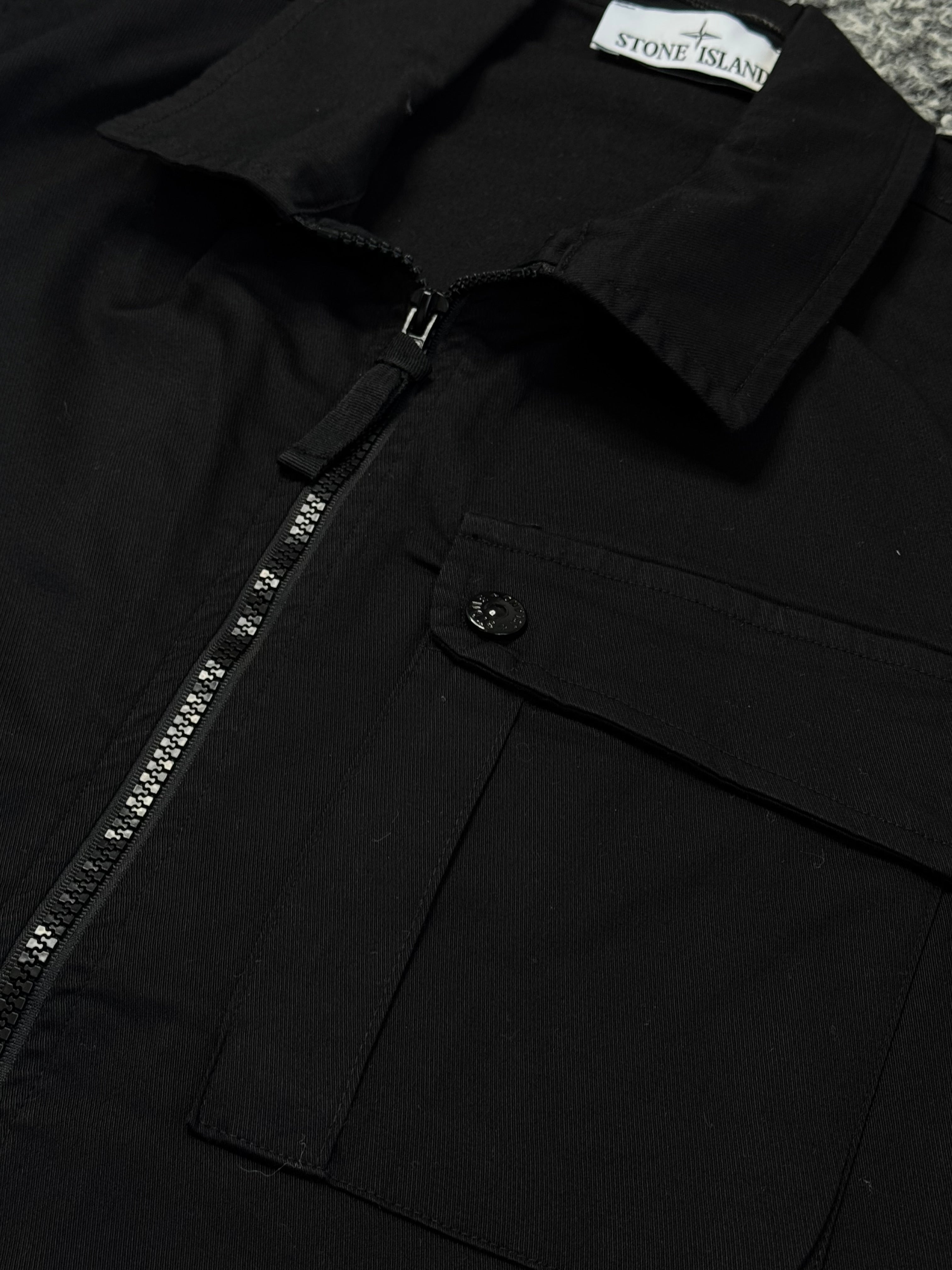 STONE ISLAND BLACK OVERSHIRT ZIP (1:1 QUALITY) FULL DETAILS