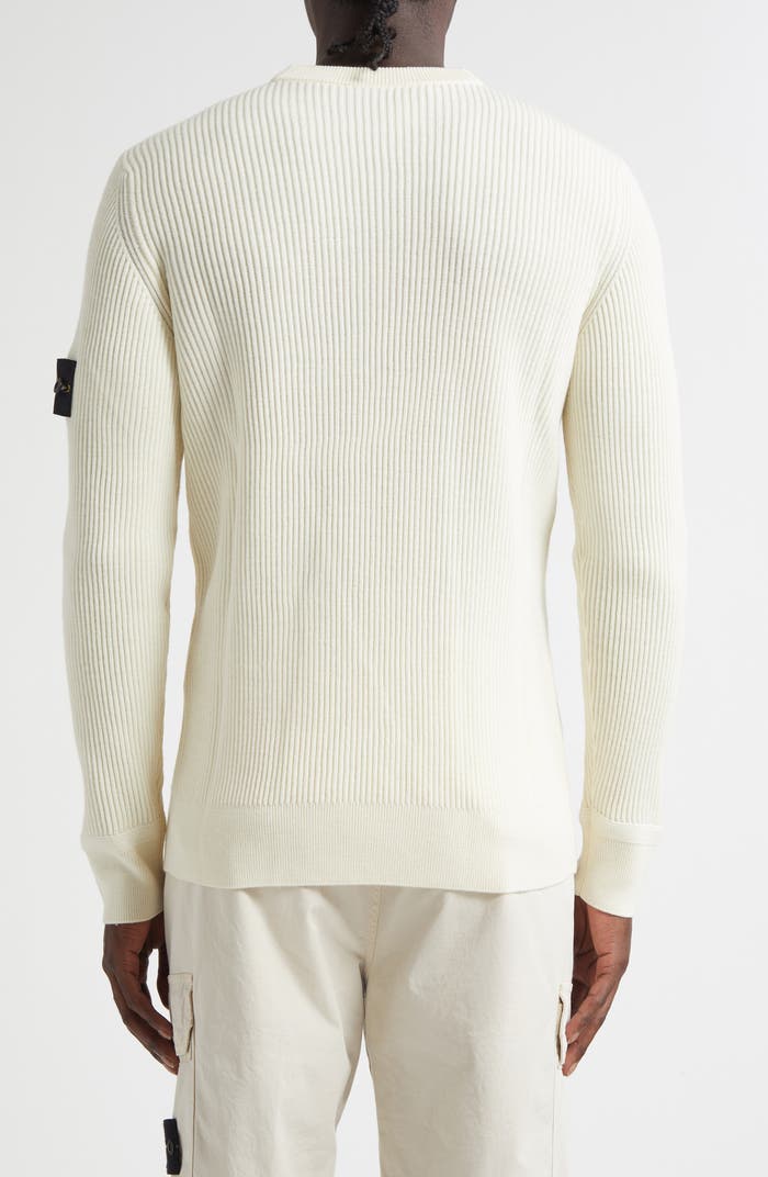 STONE ISLAND VIRGIN WOOL SWEATER WHITE