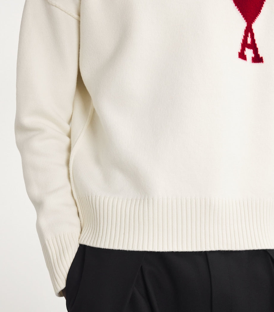 AMI PARIS WHITE KNIT SWEATER (VERY HIGH QUALITY)