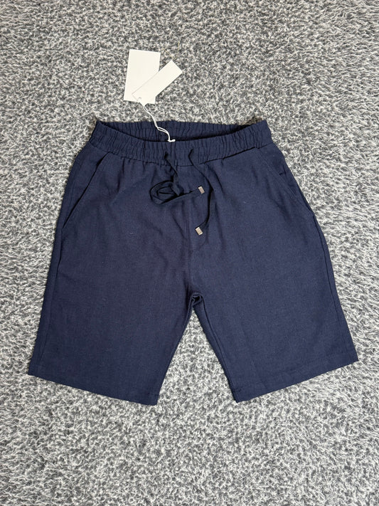 SHORT EN LIN 100% BLEU NUIT