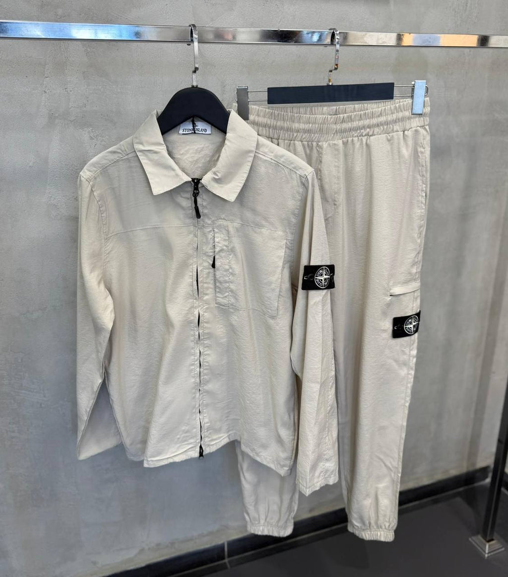 STONE ISLAND LIGHT TRACKSUIT CREAM (TRIPLE A QUALITY)
