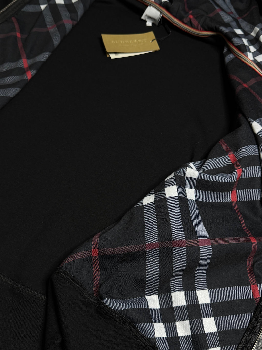 BURBERRY ZIP UP HOODIE BLACK