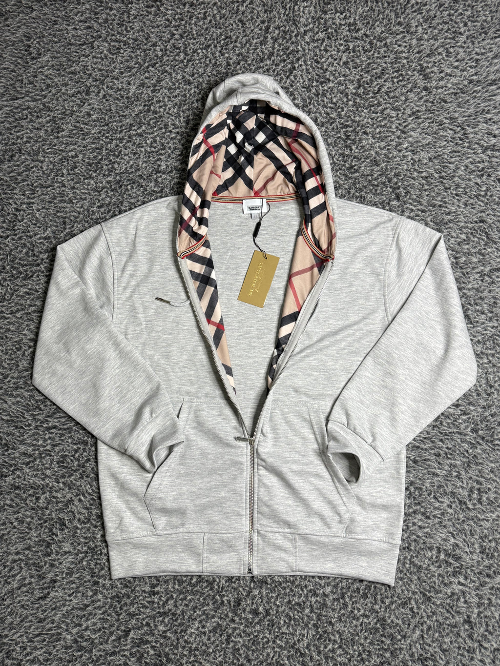 BURBERRY ZIP UP HOODIE GREY