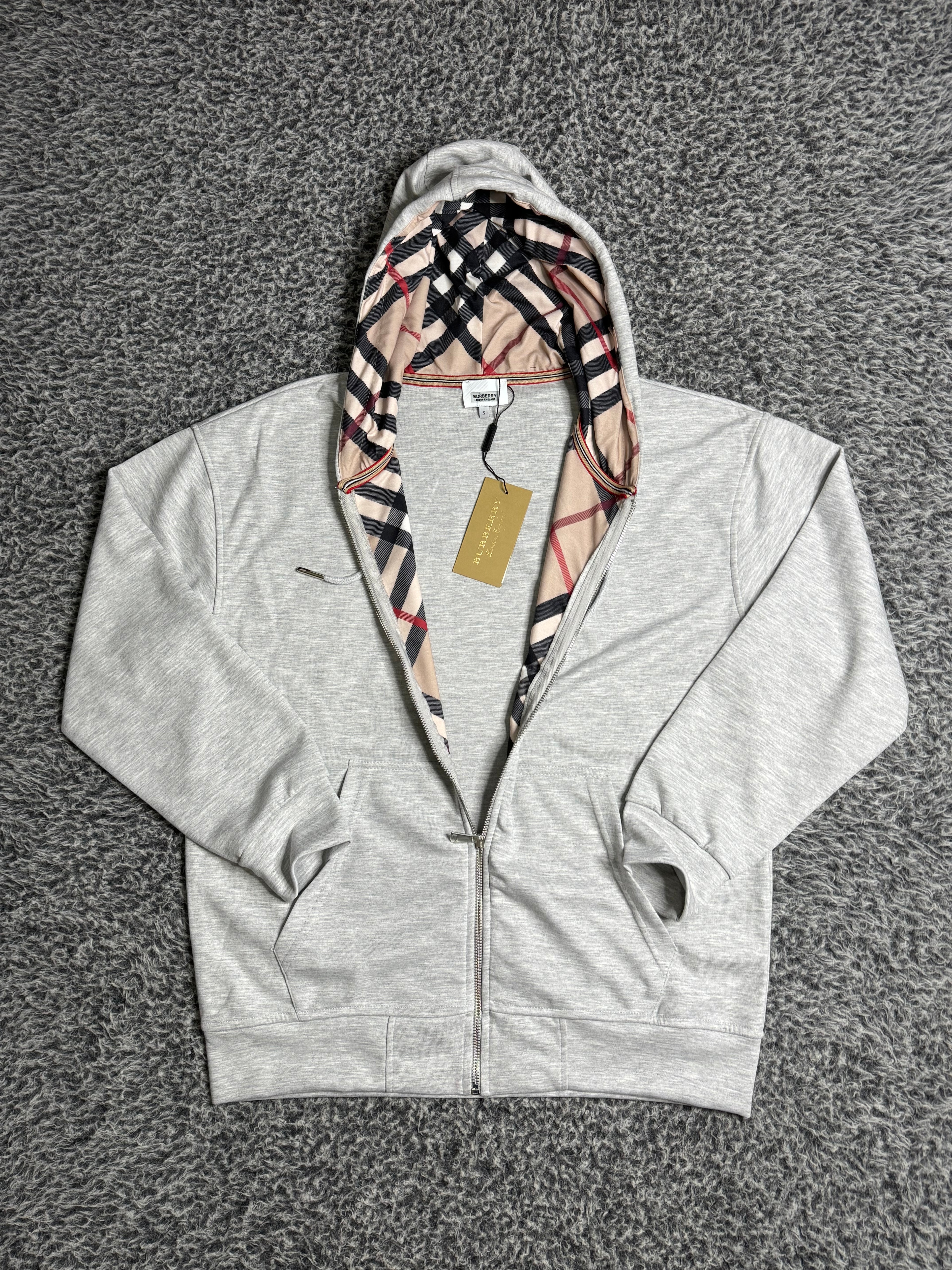 BURBERRY ZIP UP HOODIE GREY