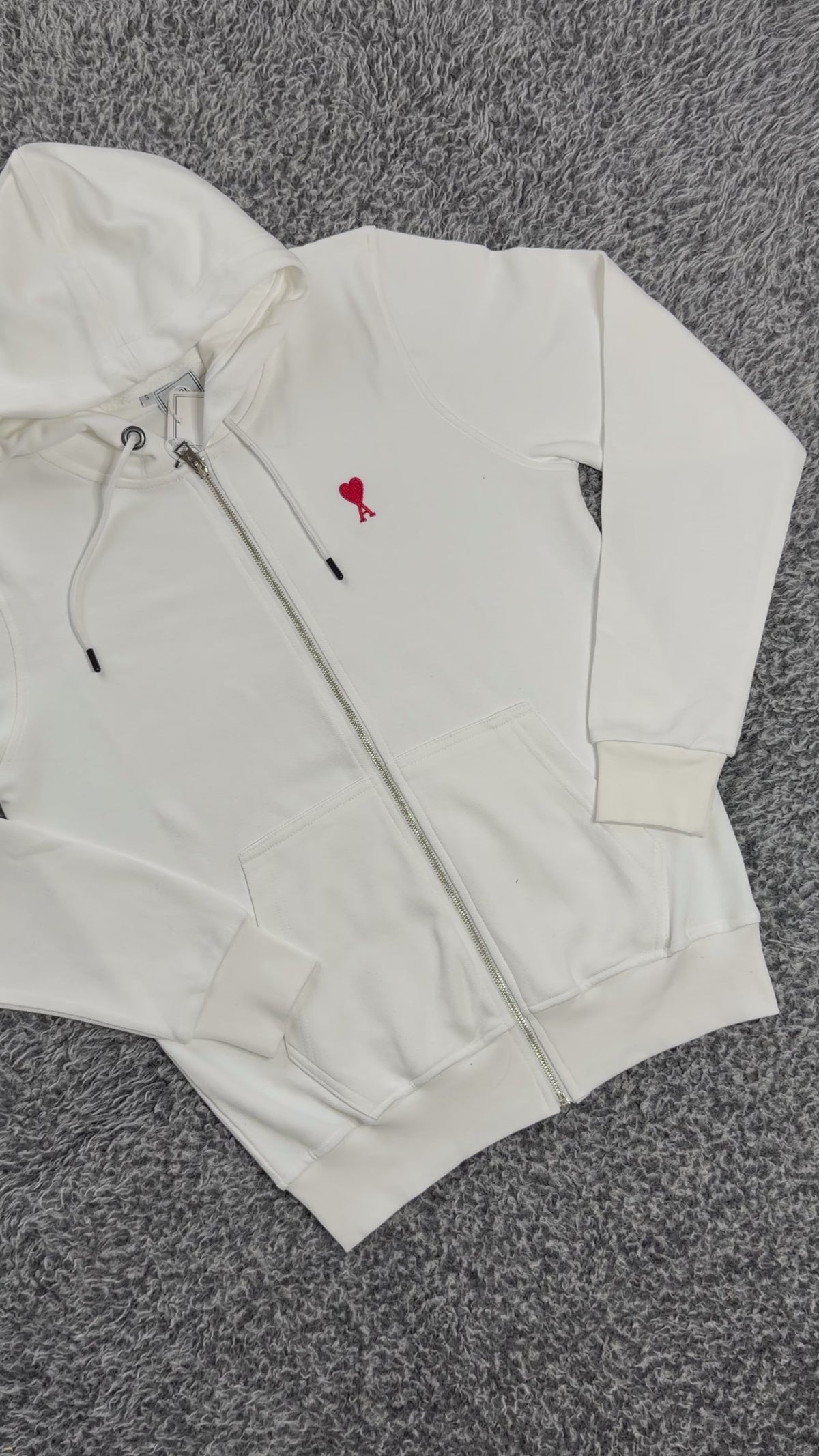 Ami Zip Up Hoodie White (TRIPLE A)