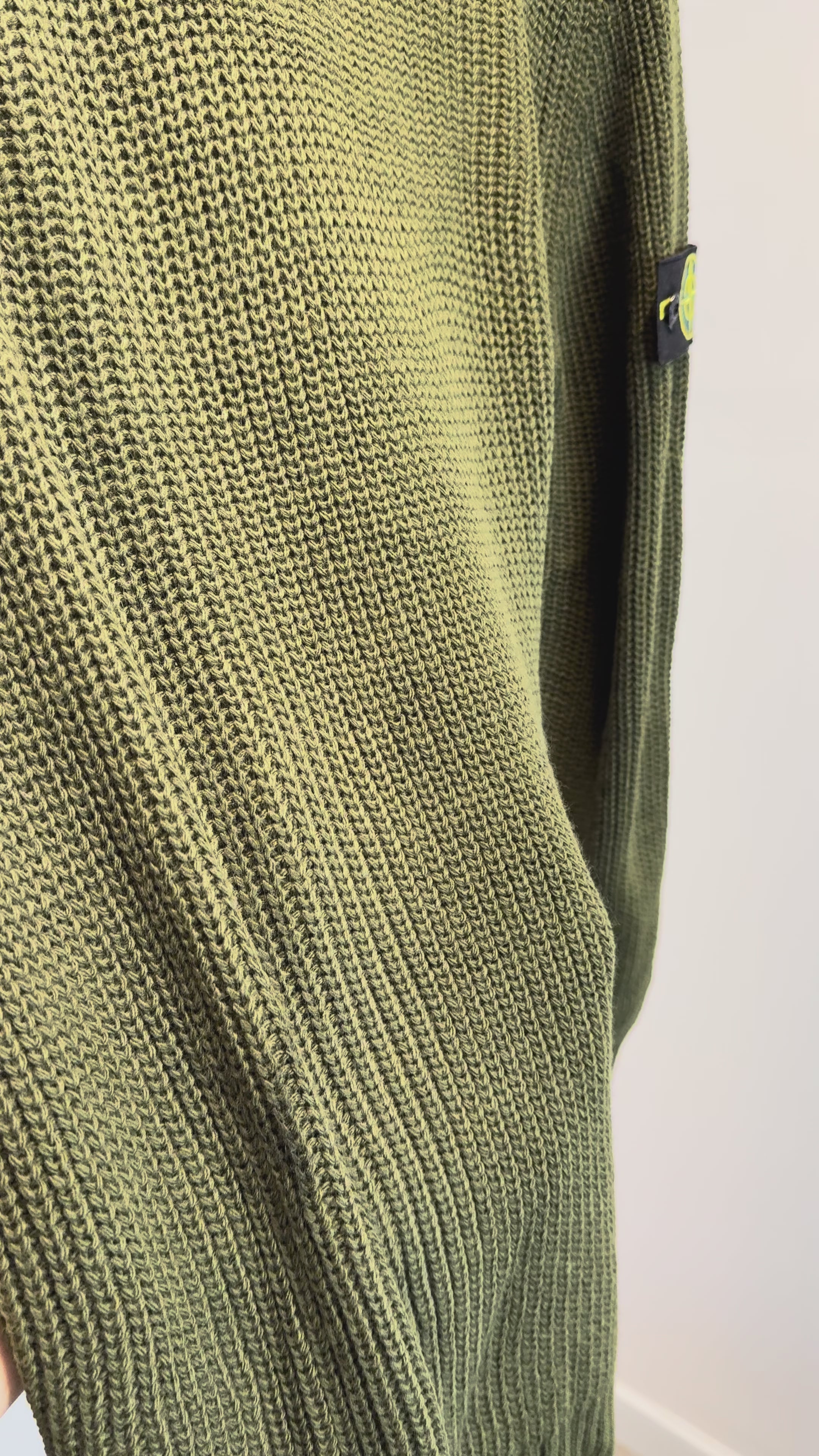 STONE ISLAND CREWNECK SWEATER VIRIGIN WOOL MILITARY GREEN