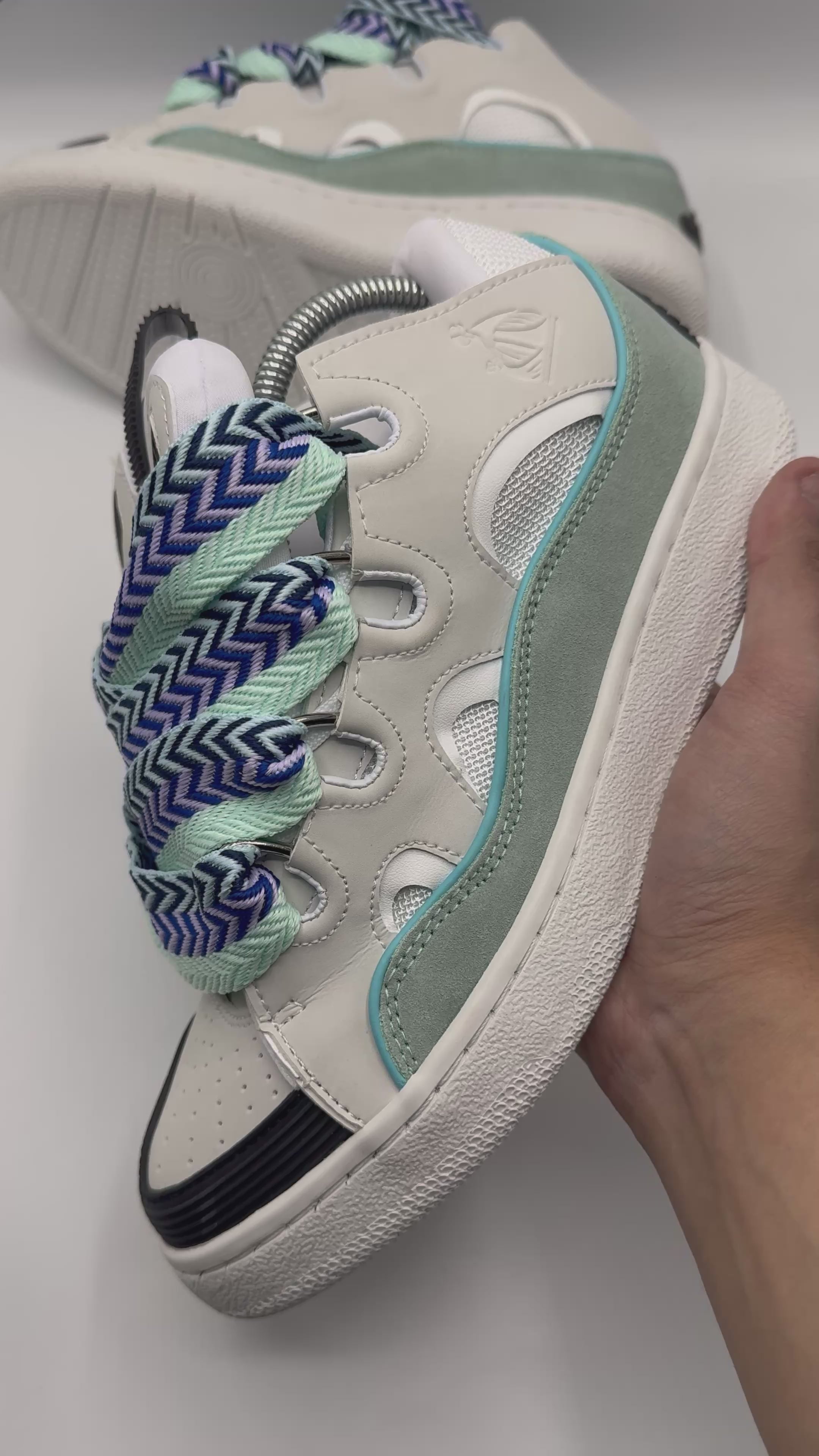 LANVIN CURB SNEAKERS WHITE GREEN (VERY HIGH QUALITY)